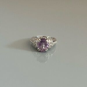 Judith Ripka 925 Sterling Silver Oval Amethyst Ring Size 9.75